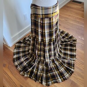 NATURAL LIFE Checkered Maxi Skirt - Yellow, Black, Cream